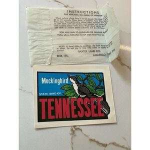Vintage Tennessee State Bird Sticker Decal Sticker Mockingbird Travel USA Bumper